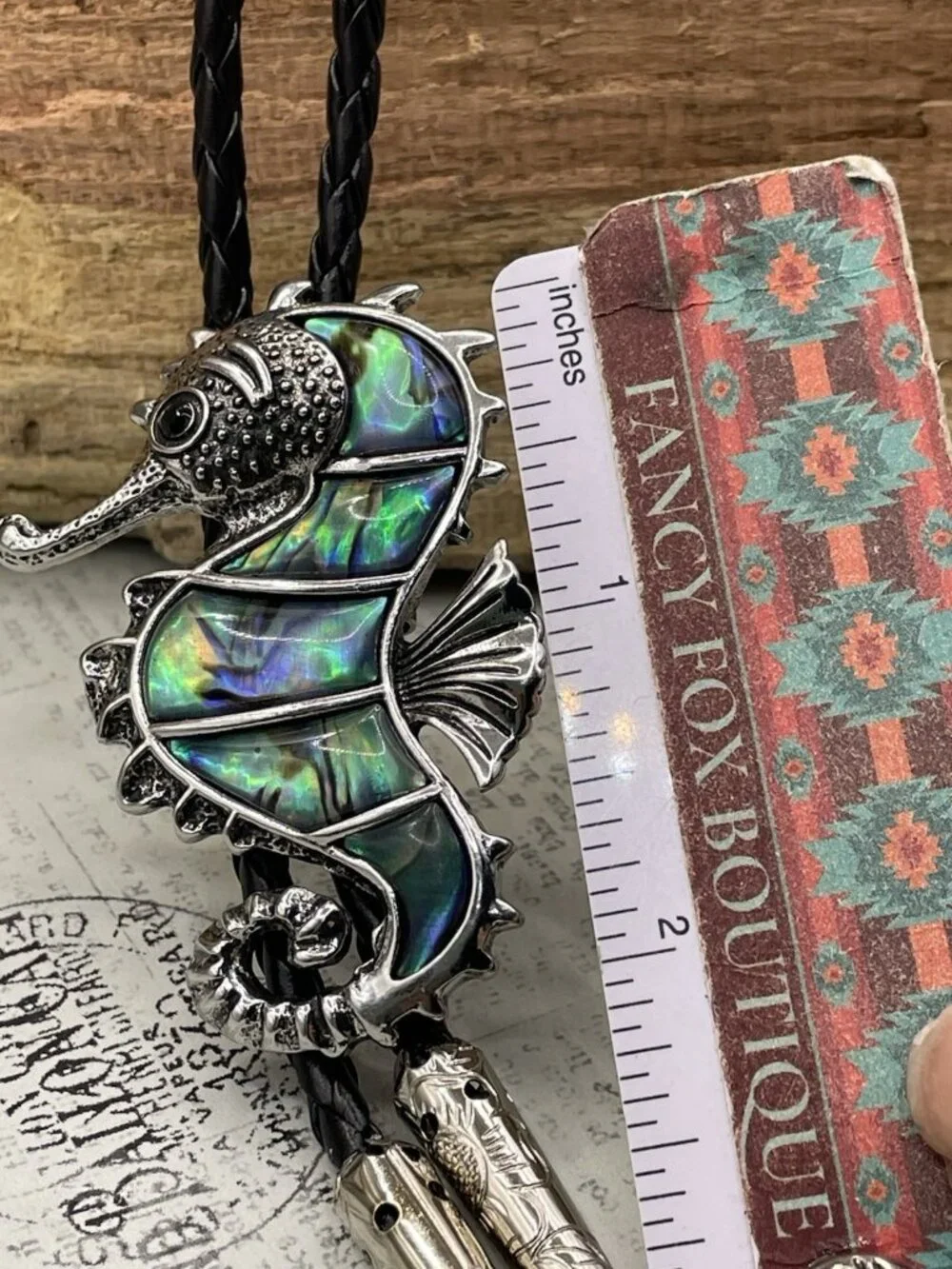 ABALONE Shell SEAHORSE Sea Horse Life Beach BOLO Tie Dad Son Festival wedding